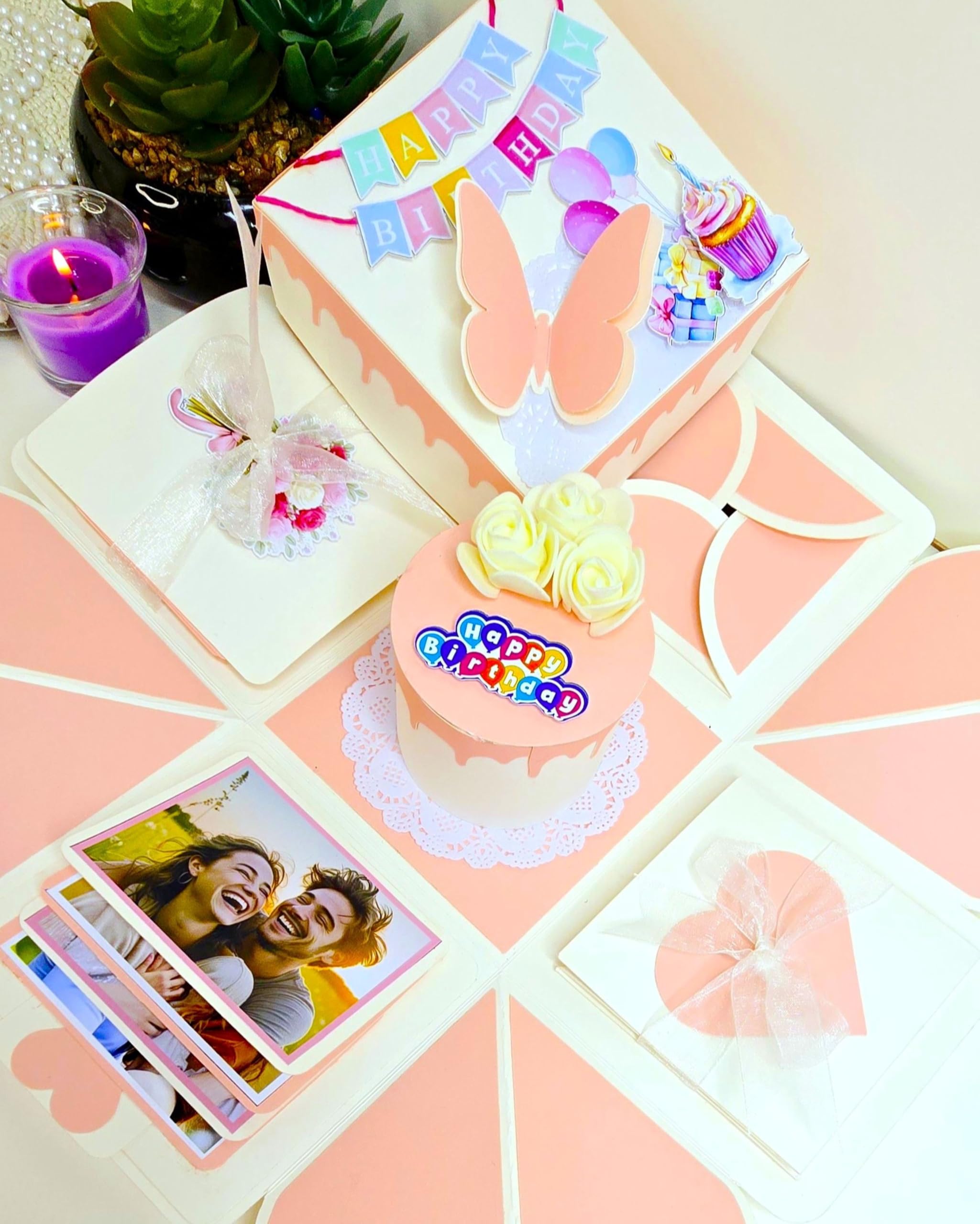 US IDEAL CRAFT Handmade Birthday Explosion Box with Mini Cake